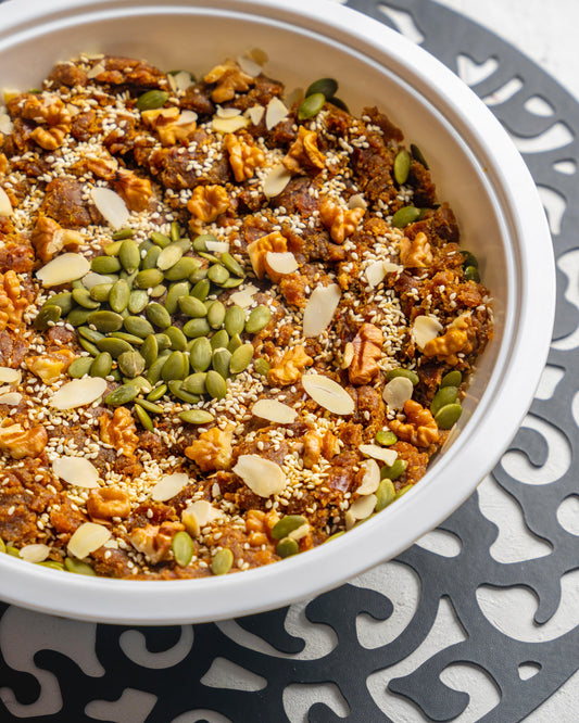 بثيثة الوالدة بزيت الزيتون والمكسرات